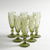 Criss Light Green Stem Glass  Set Of 6